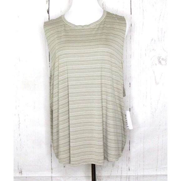 Athleta Women's Cloudlight Striped Muscle Tank Size 3X Beige Relaxed Fit NWT - Picture 1 of 7